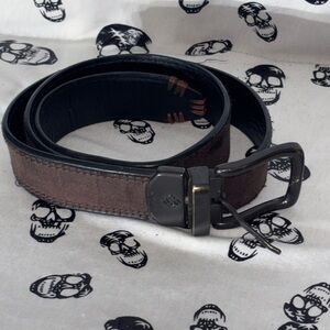 Columbia Men's Dark Brown Leather Belt with Charcoal Buckle